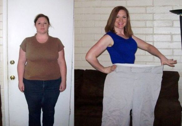 Kadın içme diyetinden önce ve sonra